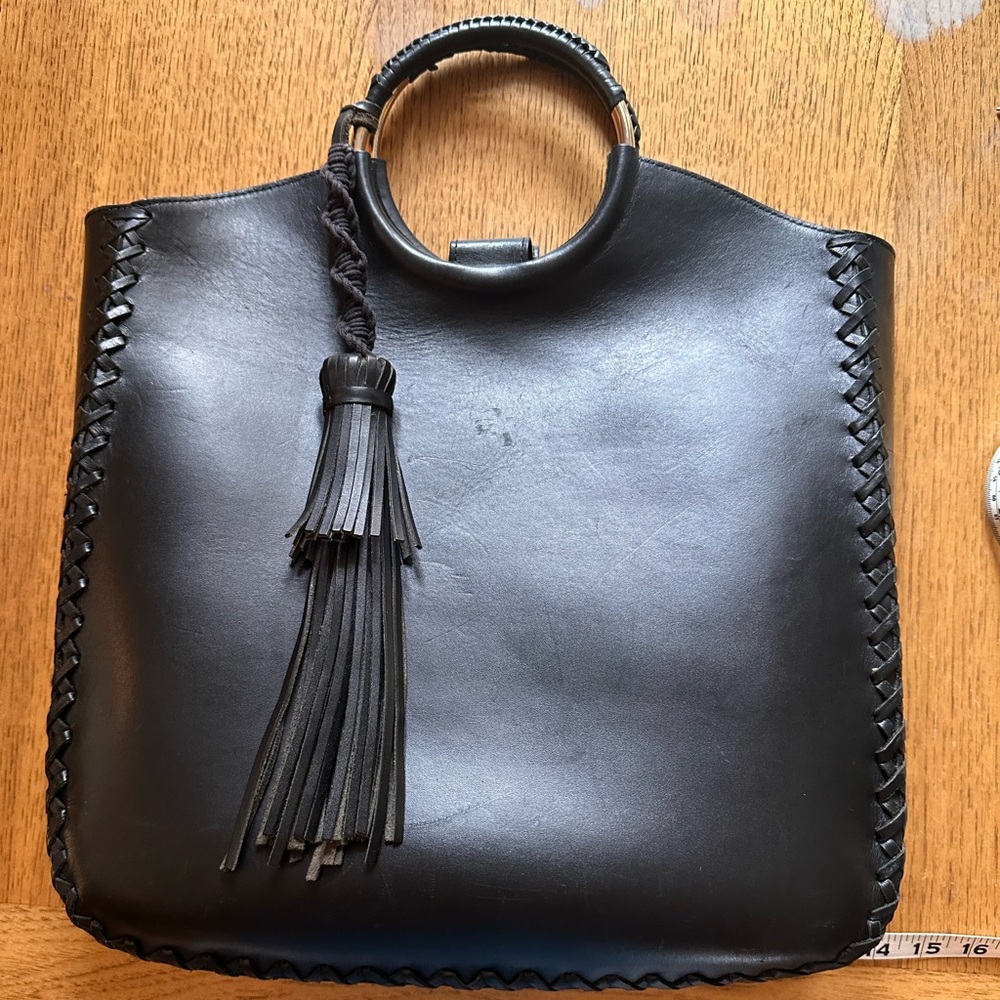 Gorgeous ULLA JOHNSON SHOPPER TOTE 👜 BLACK  LEATHER  😍 measurements in photos